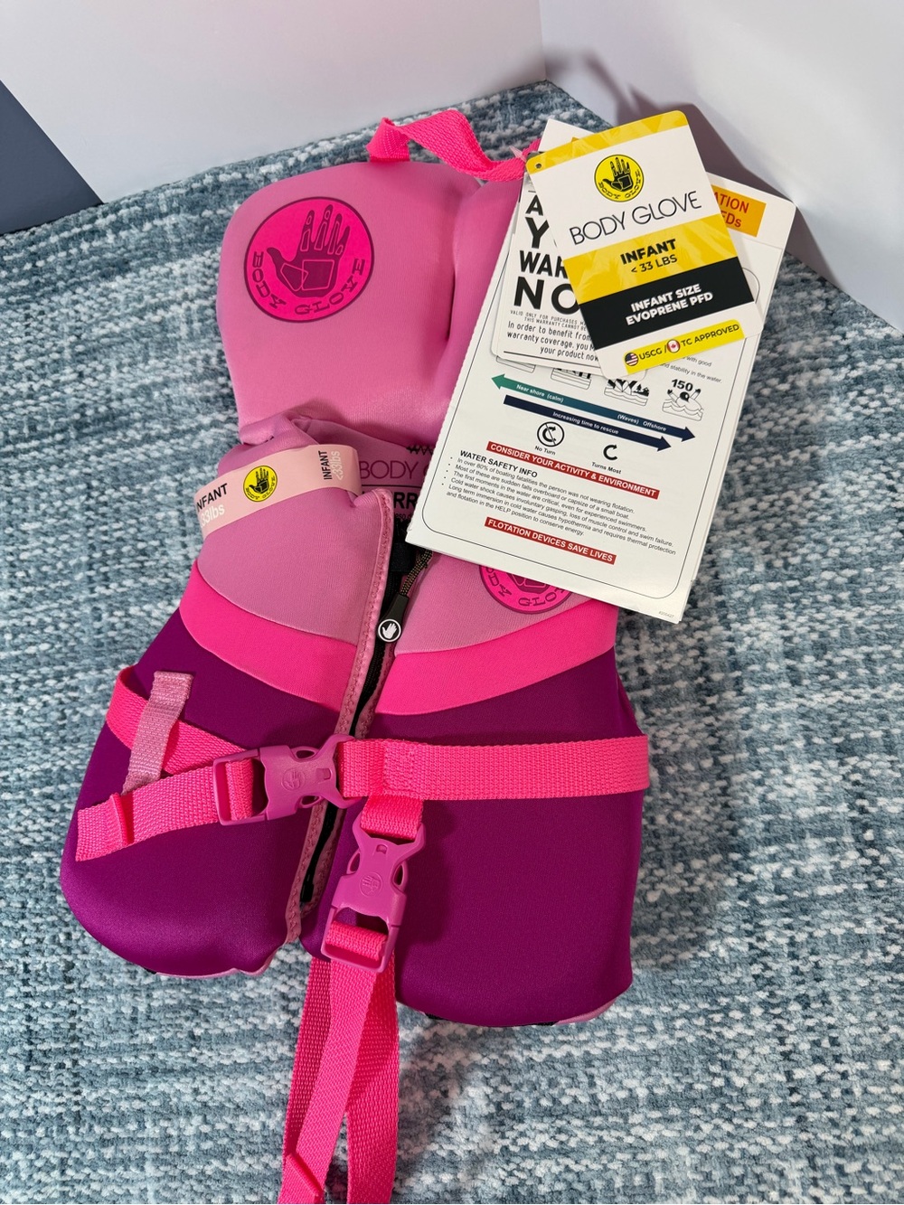 Body Glove Infant Pink & Magenta Kids PFD Life Jacket (up to 33 lbs)
